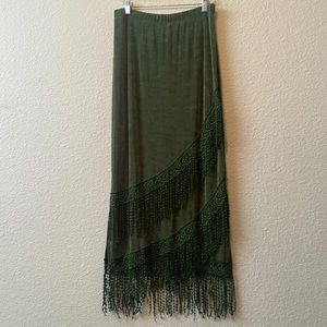 Vintage Forest Geen Fringe Skirt